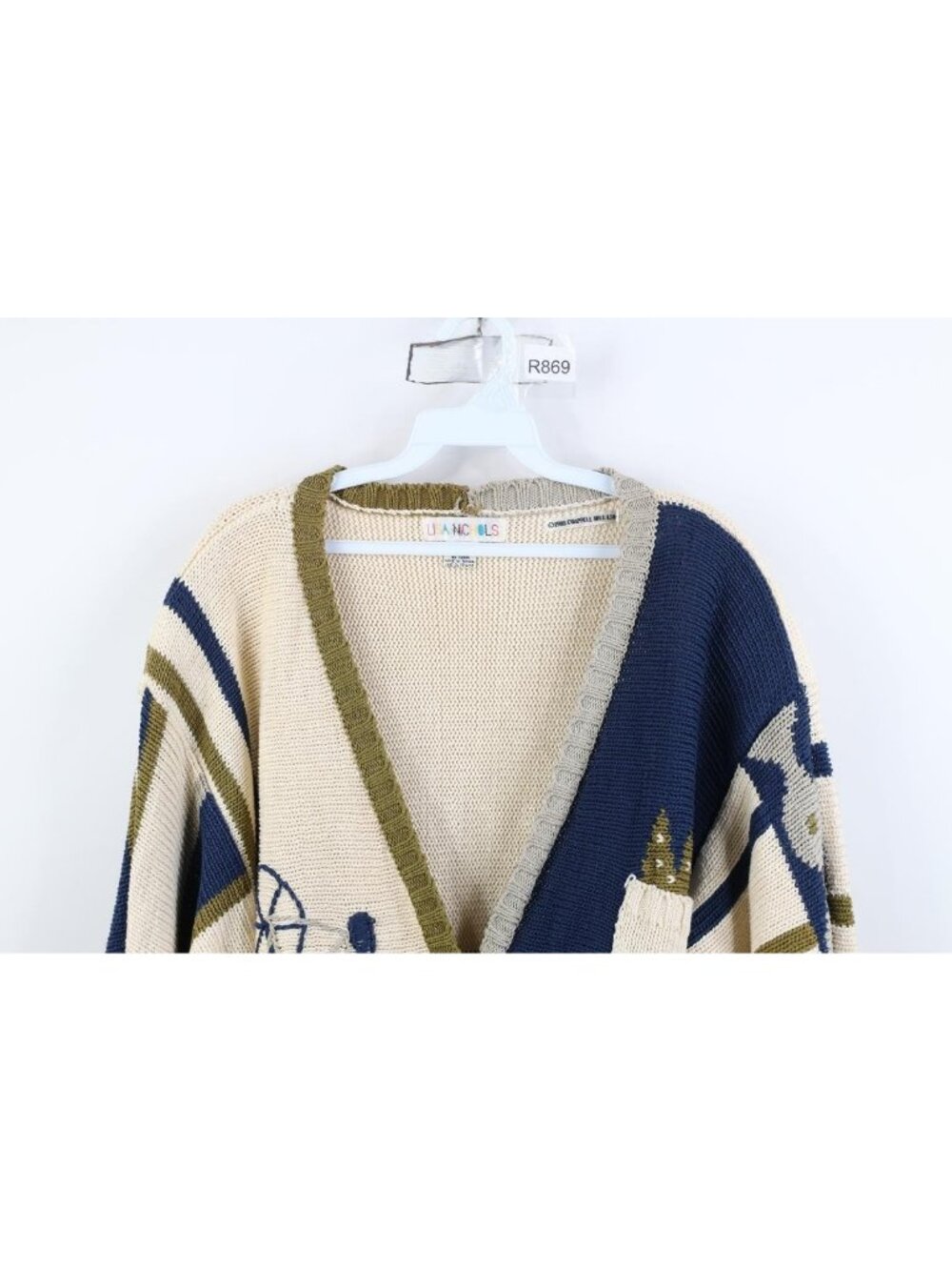 Vintage 80s Womens Medium Bicycle Cycling All Over Print Knit Cardigan Sweater - Picture 2 of 16